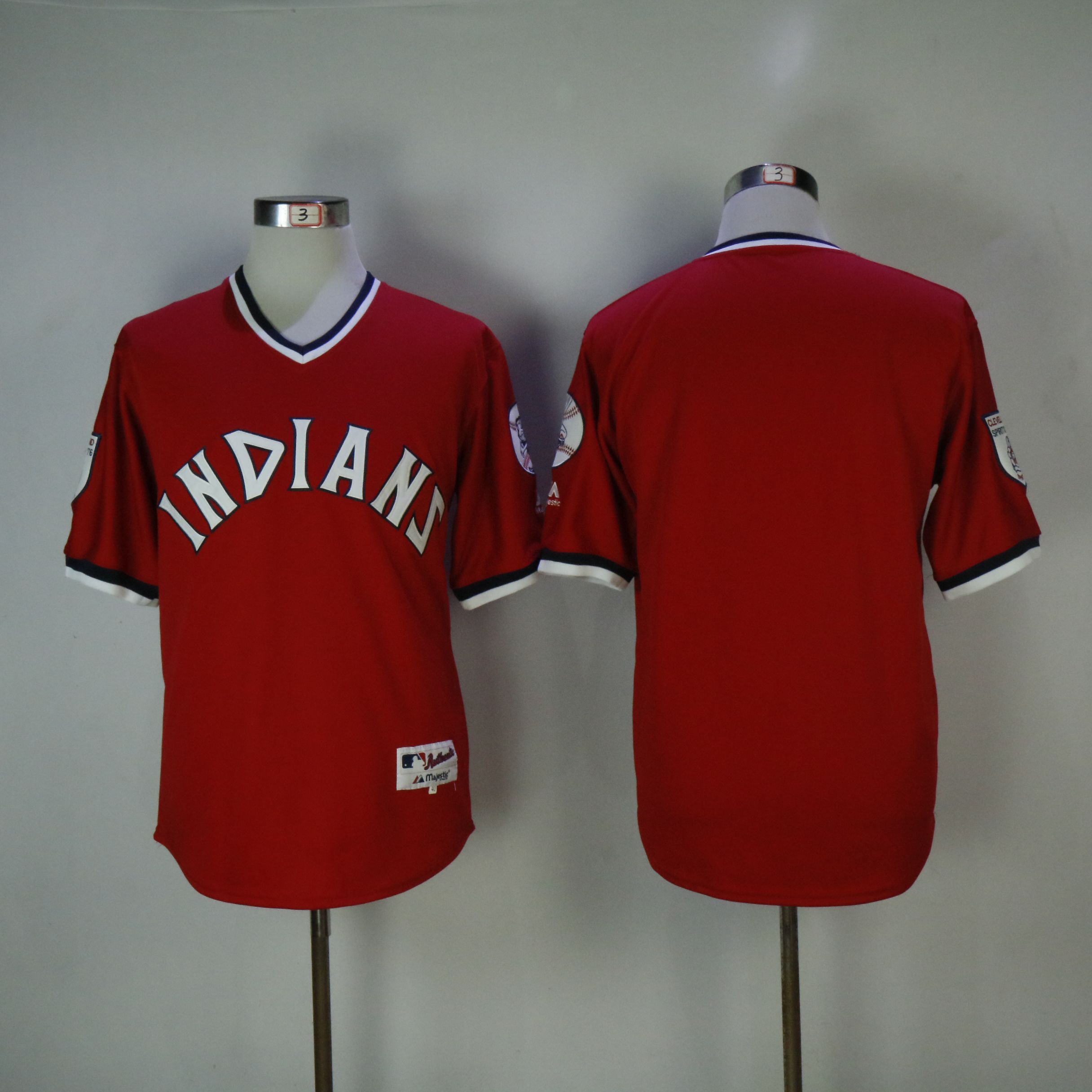 Men Cleveland Indians Blank Red MLB Jerseys->cleveland indians->MLB Jersey